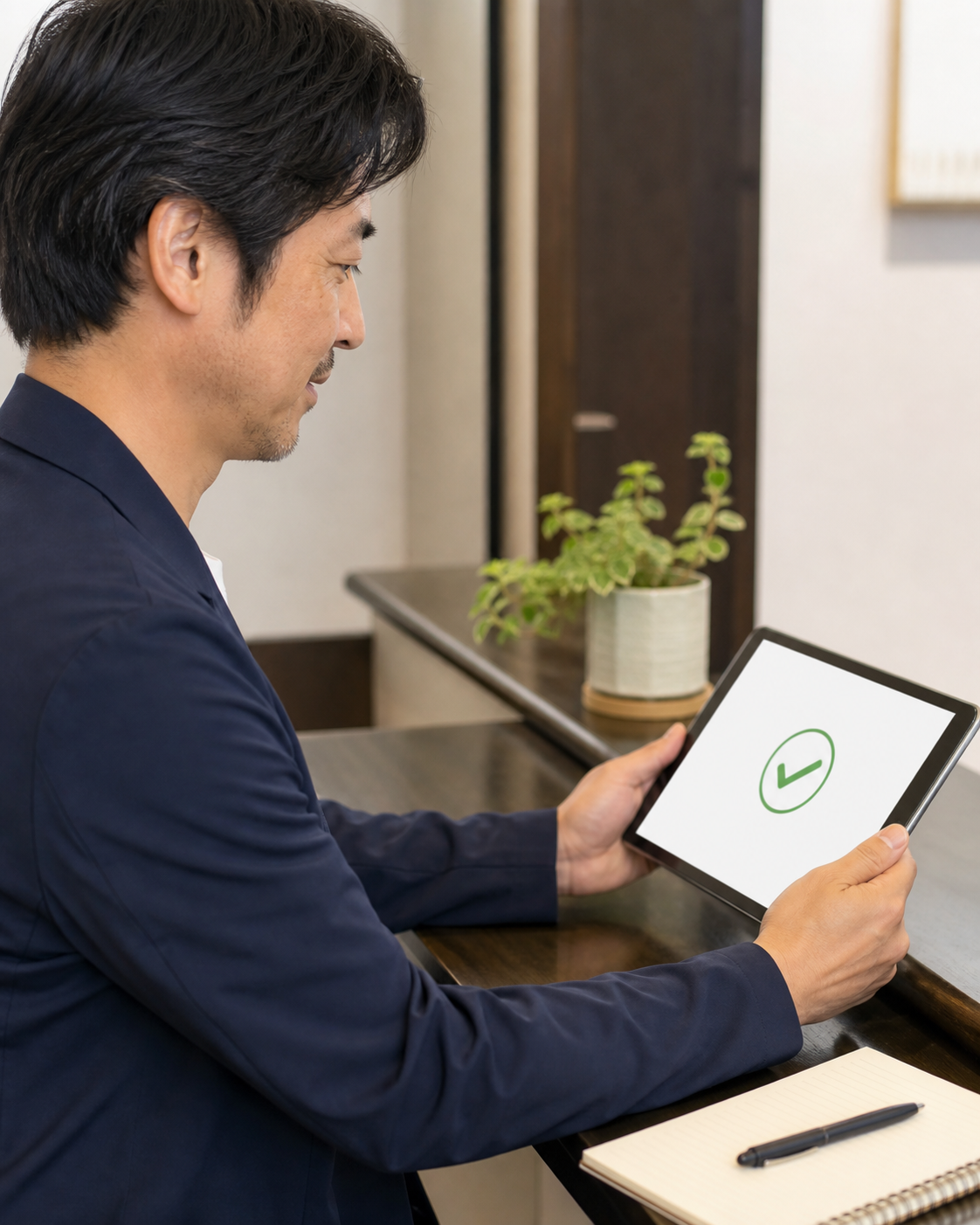 テスト送信後の確認通知をタブレットで見る事業者