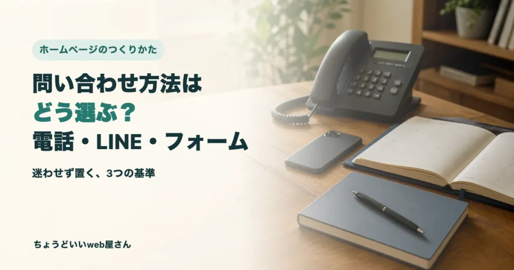 電話・LINE・フォームの問い合わせ方法を検討する机上