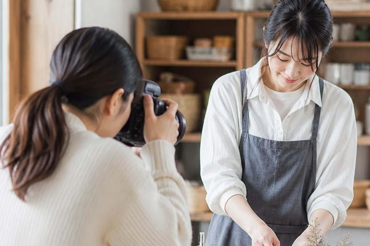 SNS広告に使う写真を準備している人