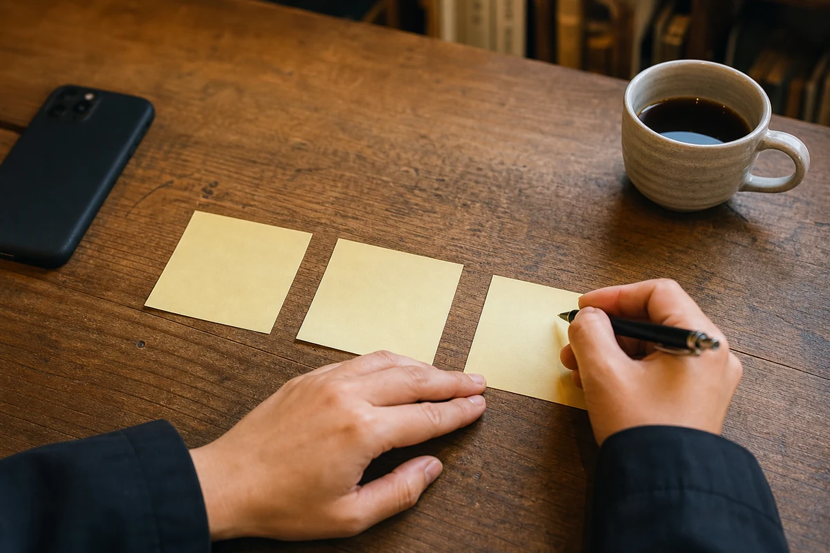 Web広告で増やしたい行動をメモに書き出している手元