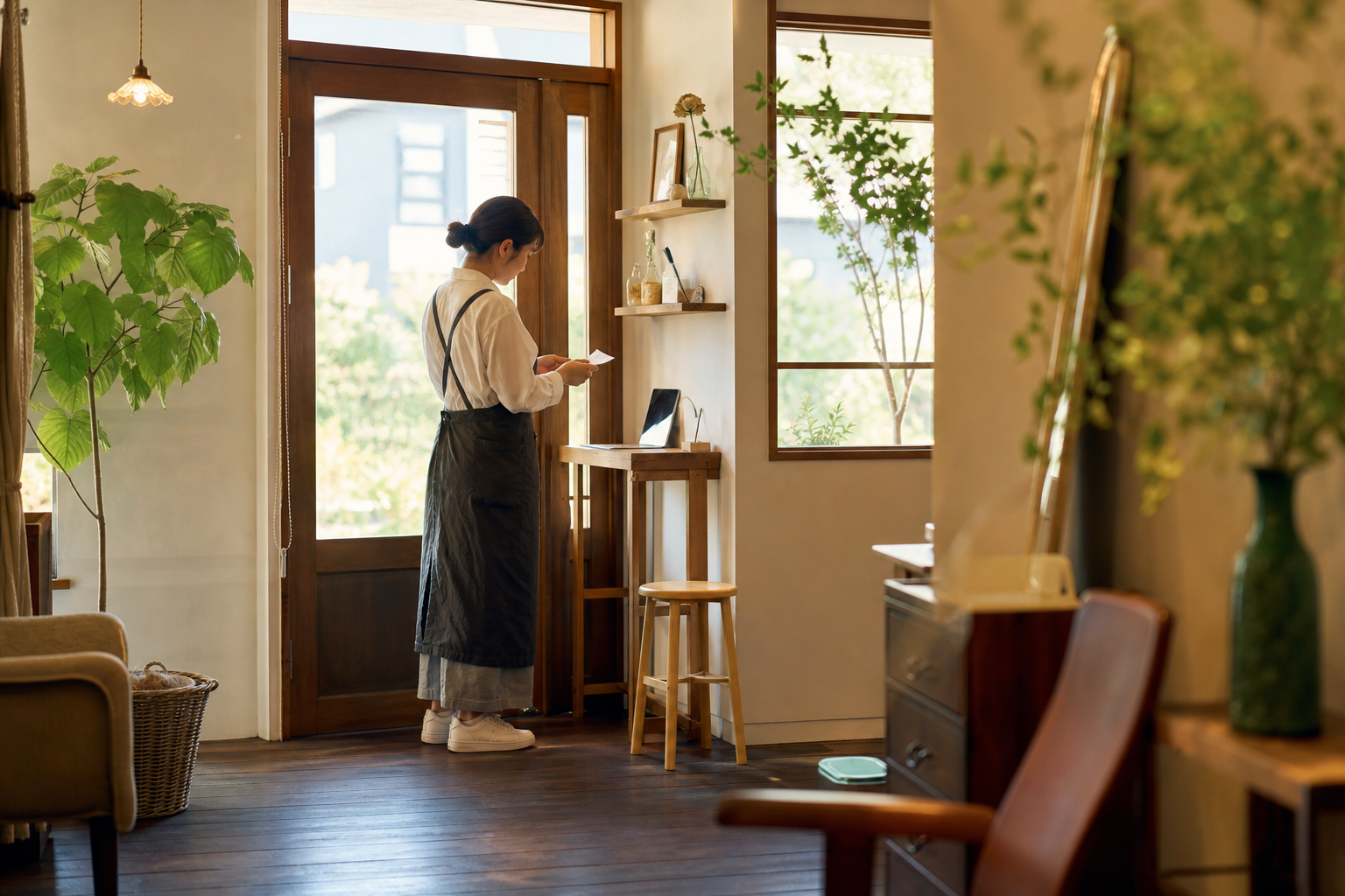 営業時間と予約導線を確認する店主