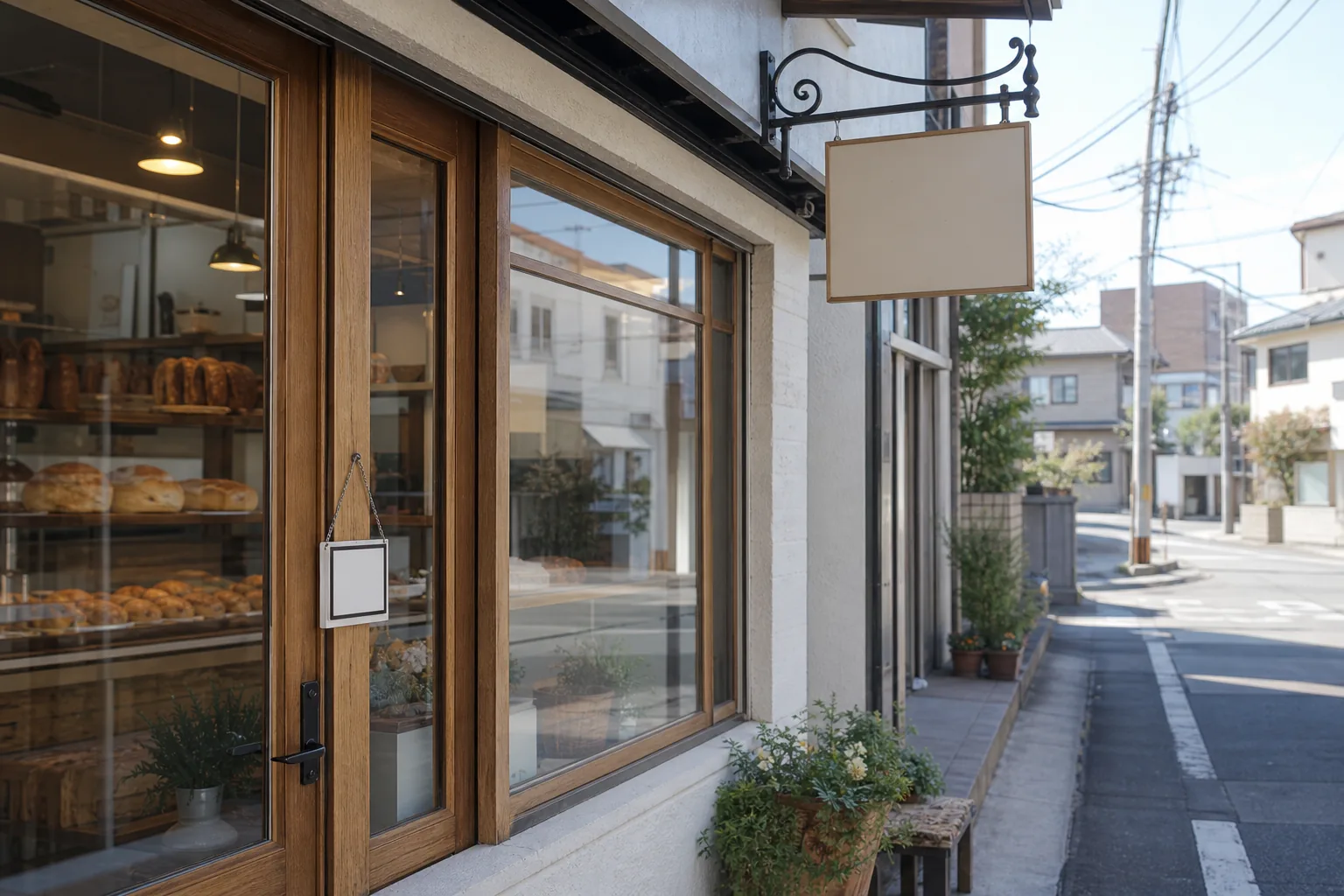 名刺や案内から公式情報へつながることを考える小さな店舗の入口