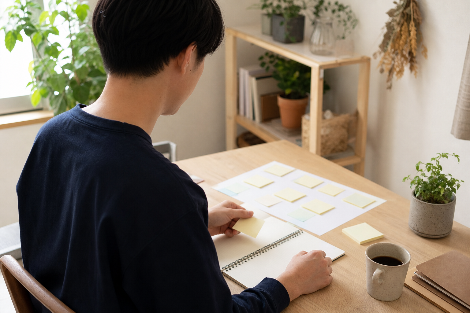 相談者が知りたい情報をノートに整理する様子
